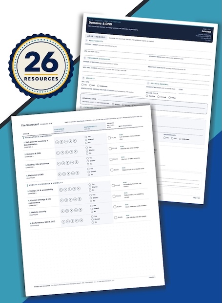 Strategic Web Management 26 Resources: Scorecard Checklist, Domains DNS Template Strategic Web Management 26 Resources: Scorecard Checklist, Domains DNS Template